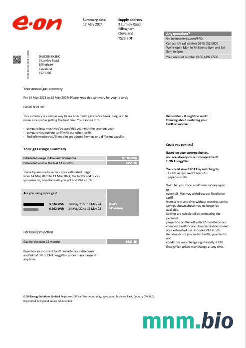Wielka Brytania E. szablon rachunku za media Biznesowe w formatach Word i PDF, Wersja 2